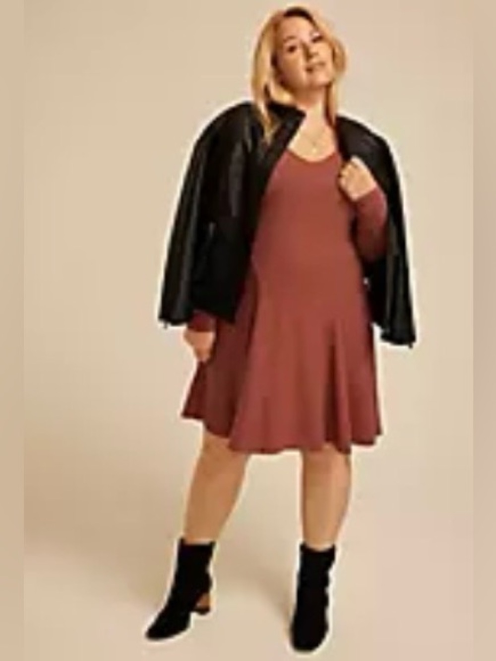 Maurices 24/7 Textured Knit Skater Dress - Multiple Sizes - Sable